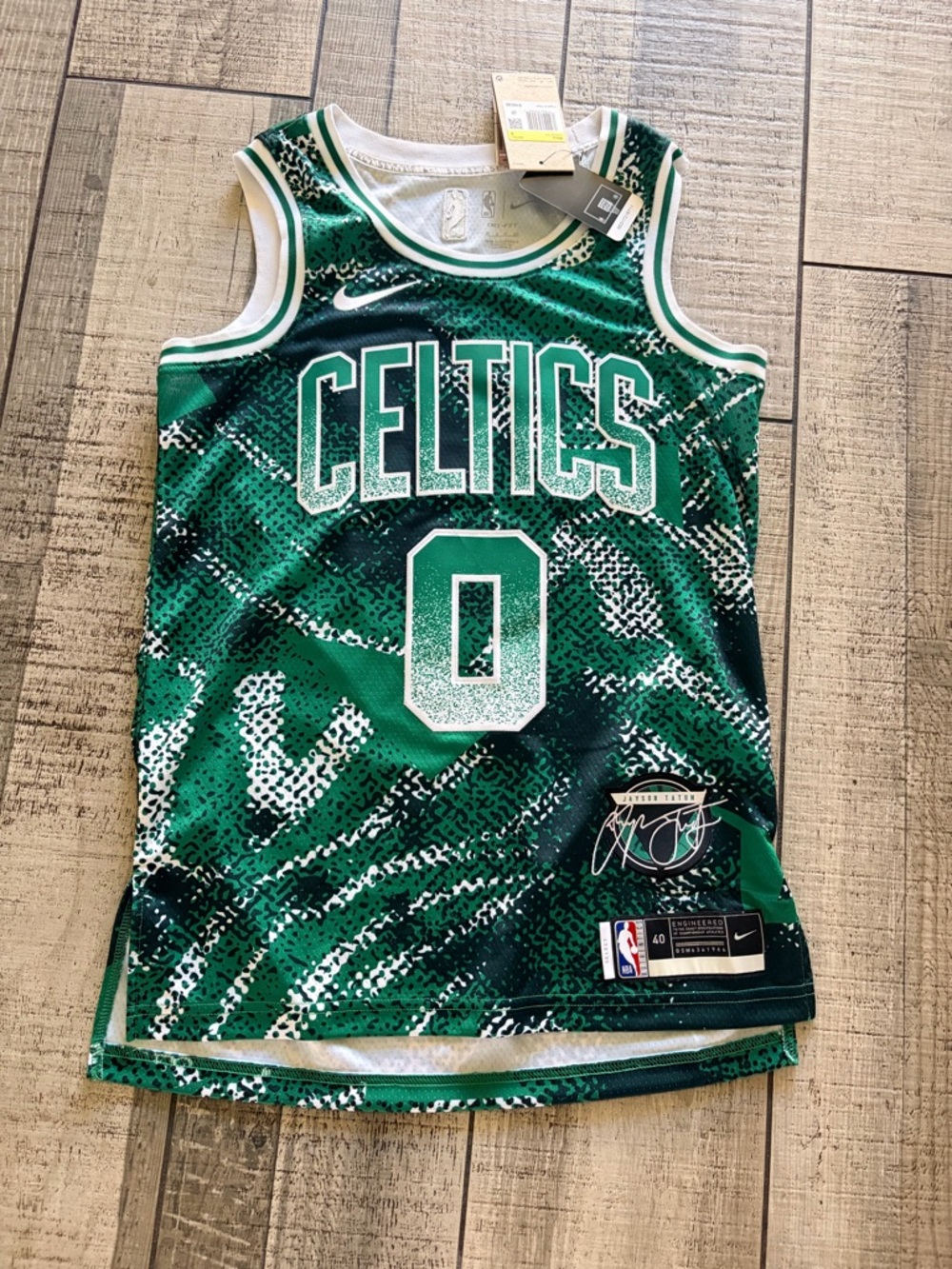 NBA Green and White Jayson Tatum Signature Basketball Jersey